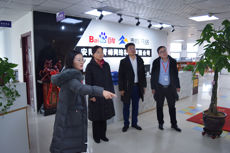 中共河南省委網(wǎng)信辦社評處處長李麗同志，中共安陽市委網(wǎng)信辦副主任、市互聯(lián)網(wǎng)行業(yè)黨委書記王曉萌同志蒞臨安陽青峰網(wǎng)絡參觀指導！